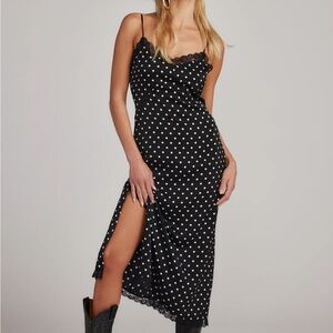 12th Tribe Elle Polka Dot Midi Dress
